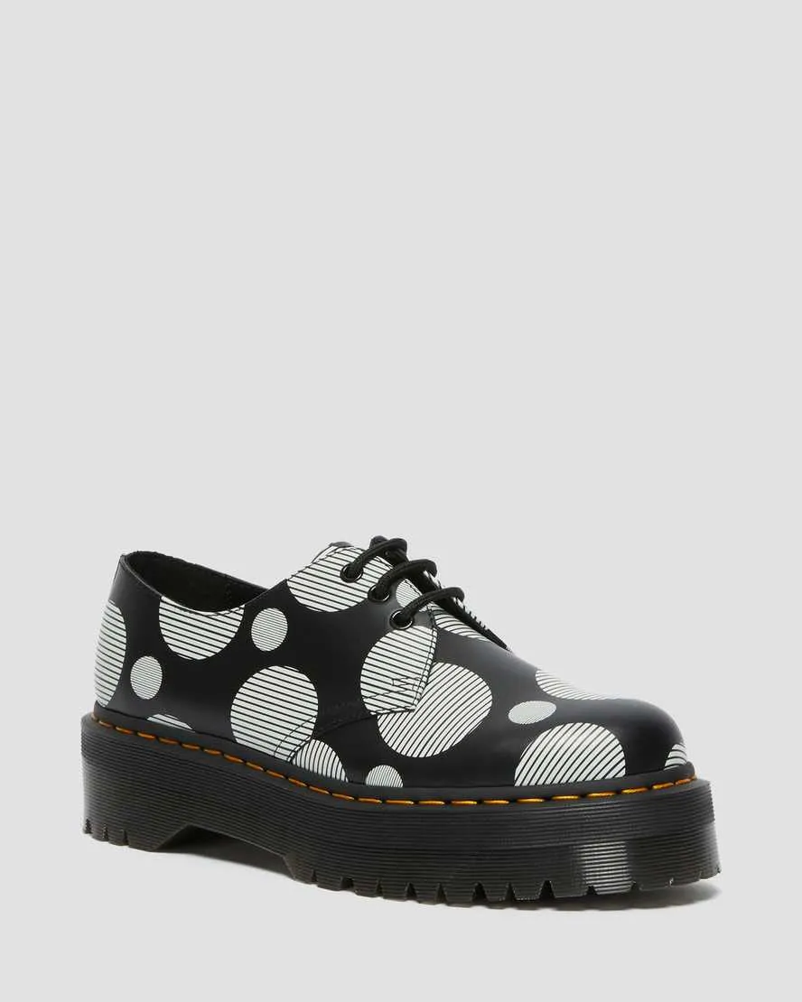 1461 Black   White Polka Dot Smooth Leather Platform Oxford Shoes