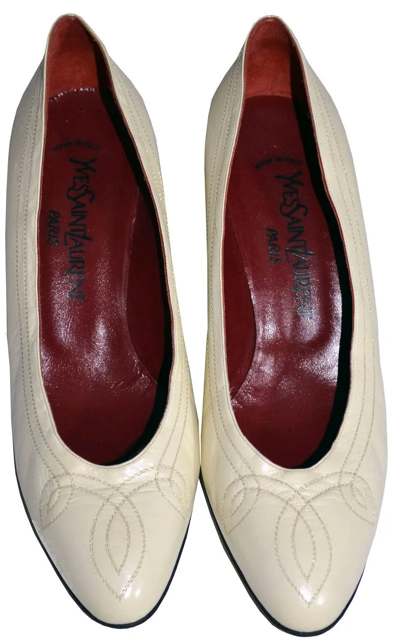 1970's Ivory Yves Saint Laurent Shoes 8.5