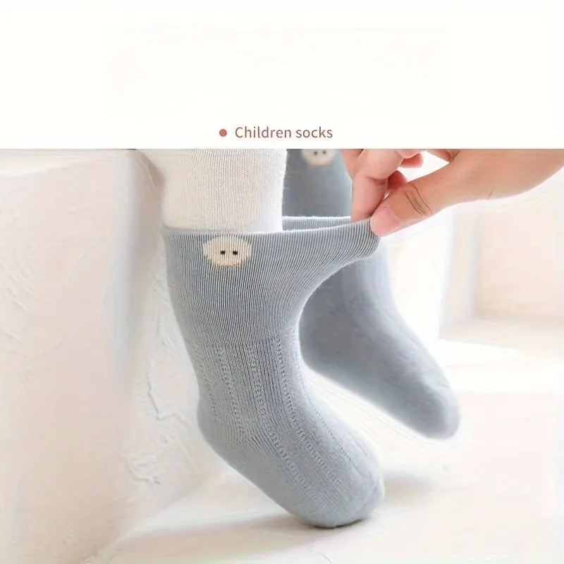 3/5 Pairs Newborn Baby Boys Mid Calf Socks, Cartoon Fruit Baby Socks, Warm Breathable Sweat-absorbing Loose Mouth Autumn And Winter