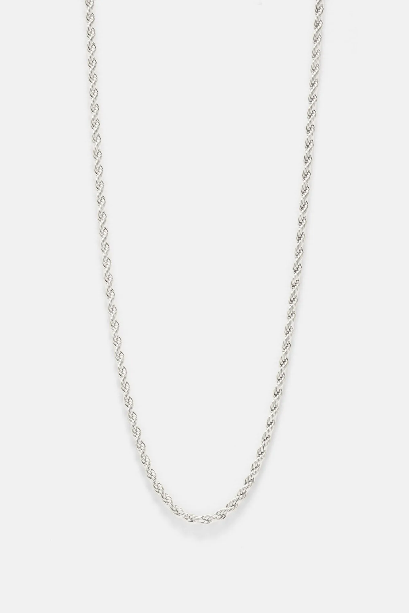 3mm Premium 20″ Rope Chain Necklace - Silver