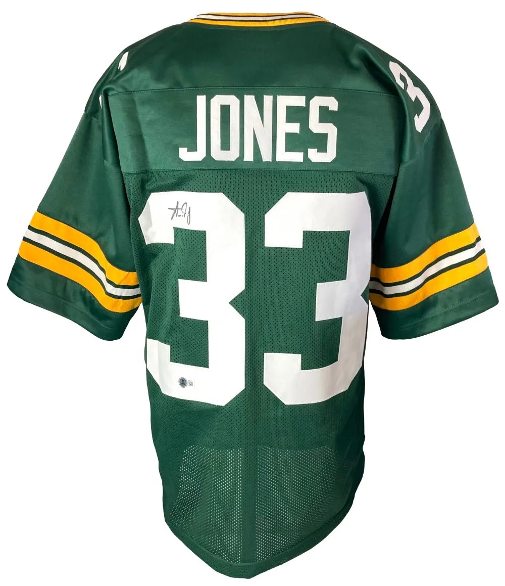 Aaron Jones Green Bay Signed Green Football Jersey BAS ITP