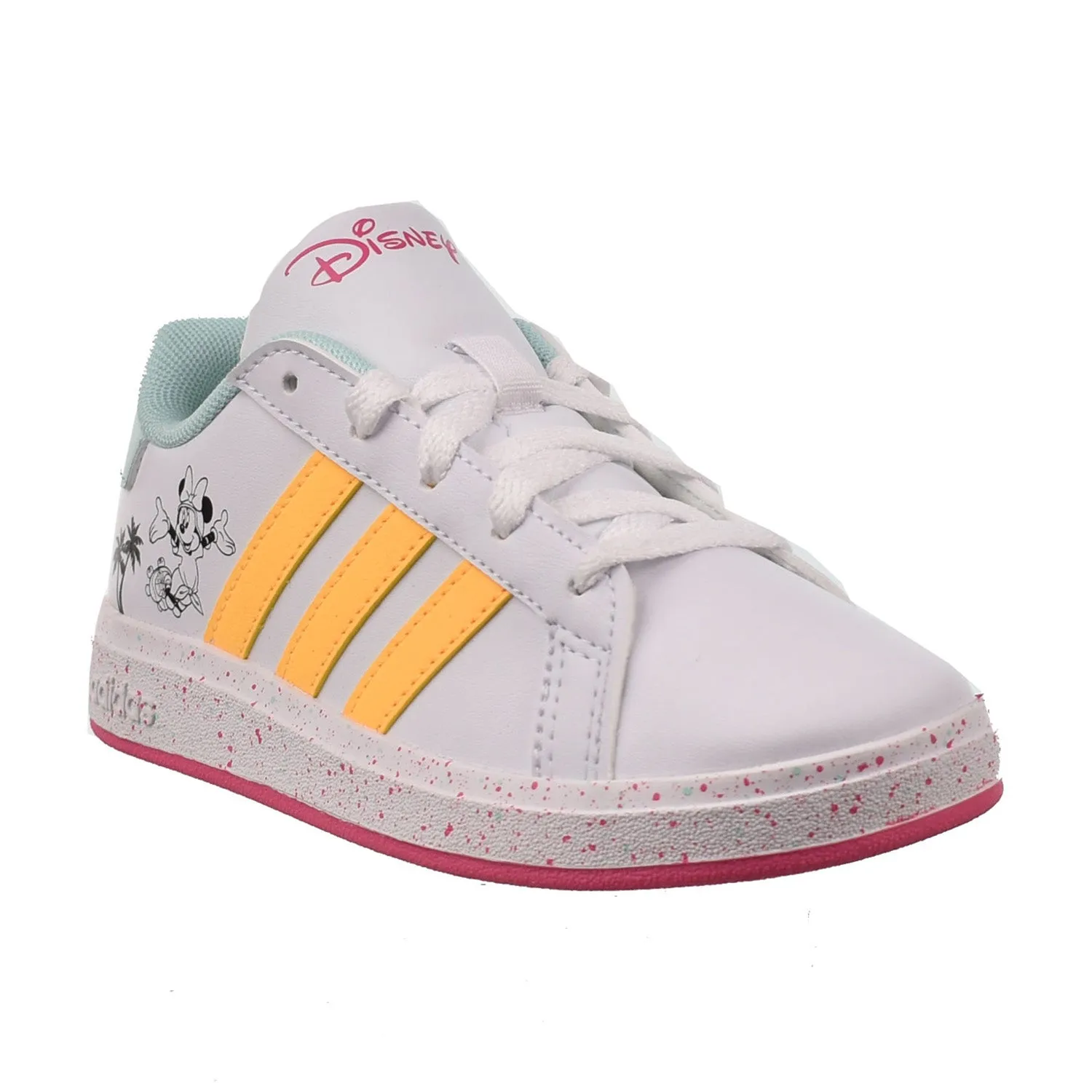 Adidas Grand Court x Disney Little Kids' Shoes Cloud White-Spark-Pulse Magenta