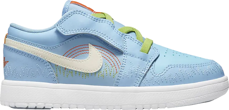 Air Jordan 1 Low SE PS Blue Stitch Sneakers, blue