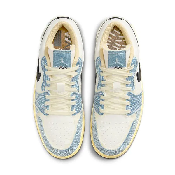 Air Jordan 1 Low SE WRMK 'Sashiko Denim', ashen slate/black-pale ivory-sesame