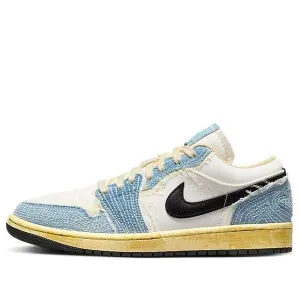 Air Jordan 1 Low SE WRMK 'Sashiko Denim', ashen slate/black-pale ivory-sesame