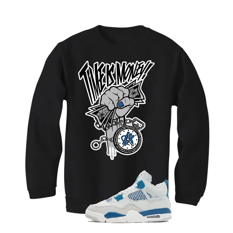 Air Jordan 4 “Military Blue” | illcurrency Black T-Shirt (Time Is Money)