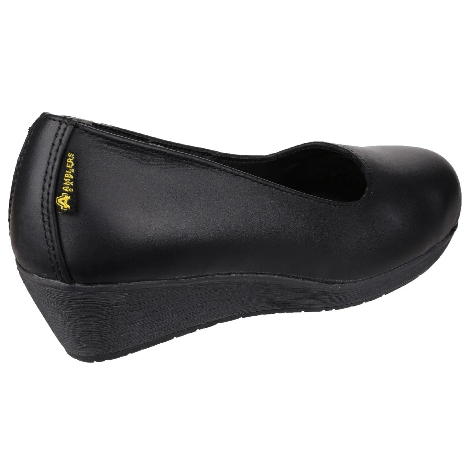 Amblers FS107 Antibacterial Slip-On Safety Court Shoe | Memory Foam Wedge