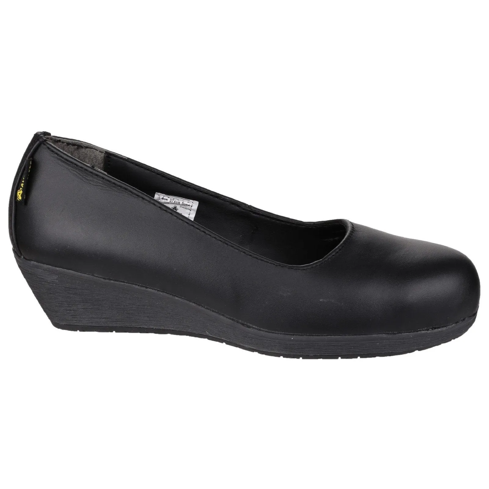 Amblers FS107 Antibacterial Slip-On Safety Court Shoe | Memory Foam Wedge