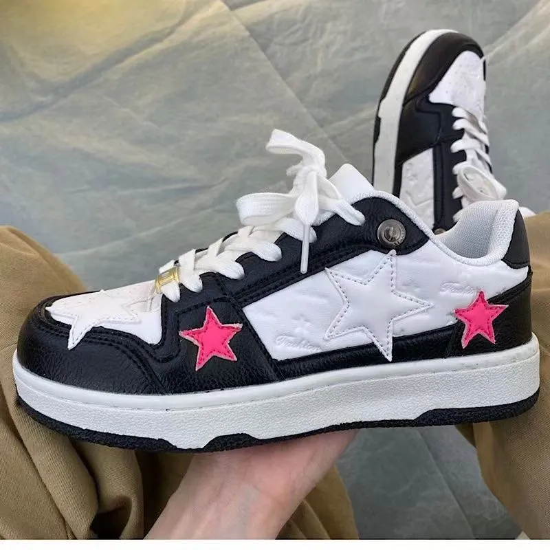 Amozae-Back To School Gifts Aesthetic Pink Star Sneakers