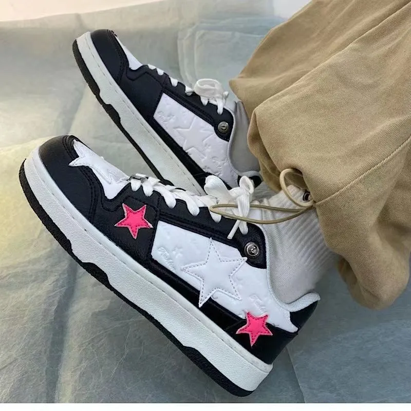 Amozae-Back To School Gifts Aesthetic Pink Star Sneakers