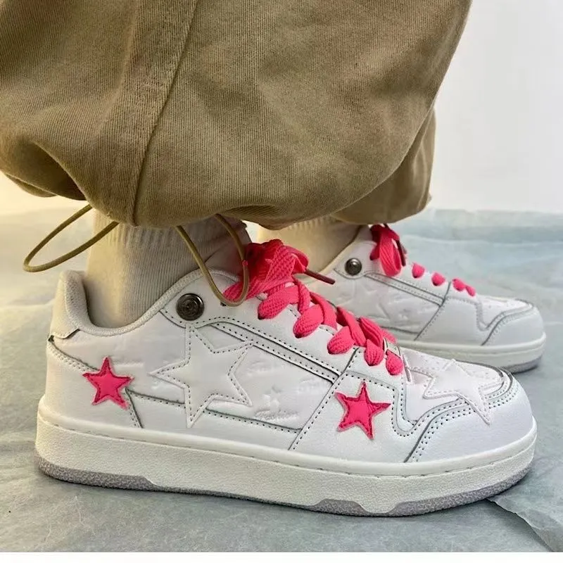 Amozae-Back To School Gifts Aesthetic Pink Star Sneakers