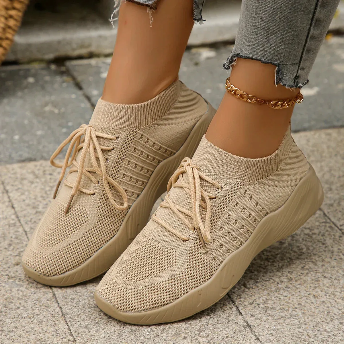 AMOZAE- - Large Size Comfortable Knitted Sneakers