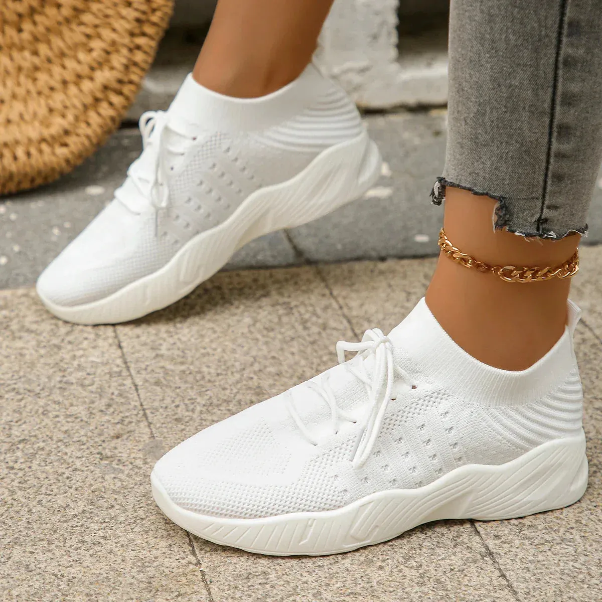 AMOZAE- - Large Size Comfortable Knitted Sneakers