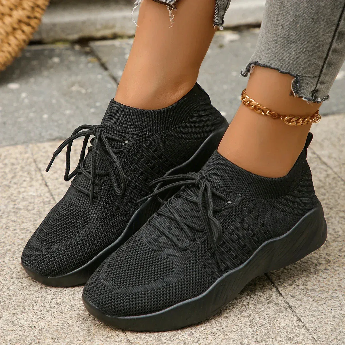 AMOZAE- - Large Size Comfortable Knitted Sneakers