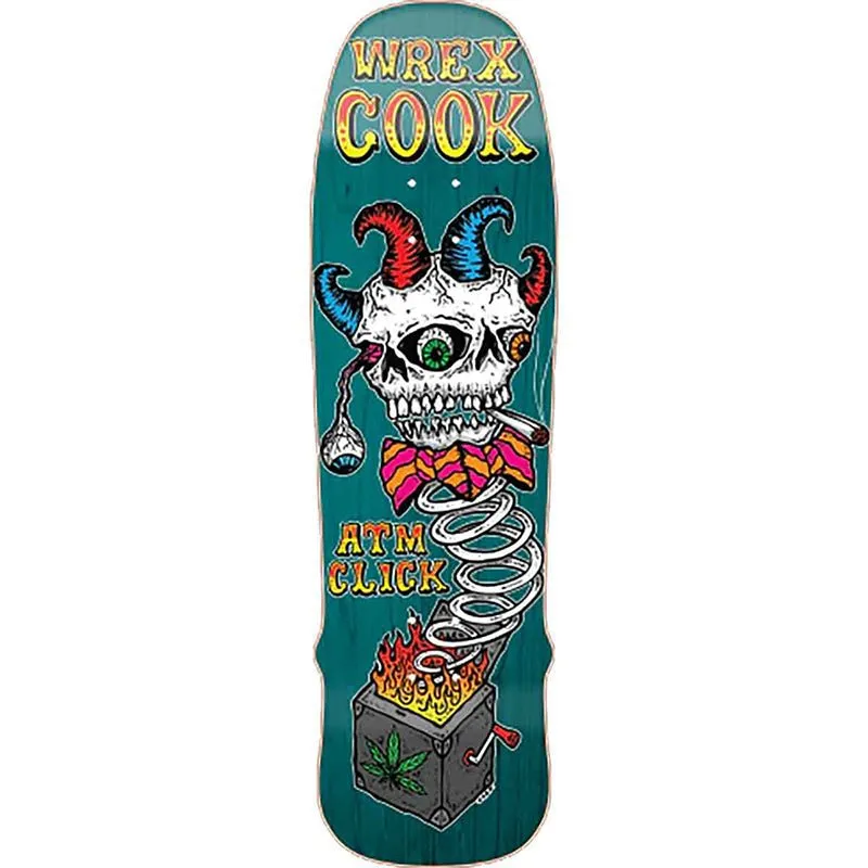 ATM 9.5" x 31.5" Cook Circus Shaped Blue Stain Skateboard Deck