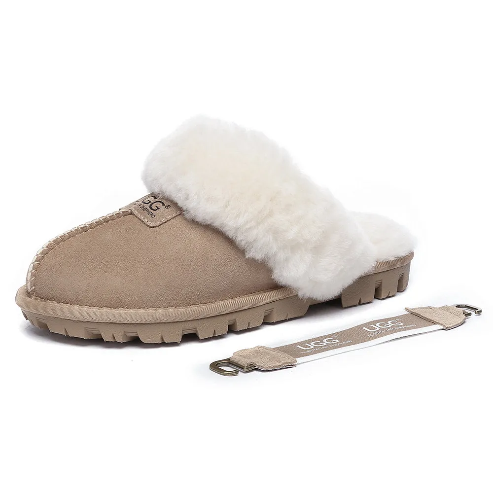 AUSTRALIAN SHEPHERD UGG Sheepskin Wool Removable Strap Slingback Slippers Suzie Ll #AS2060