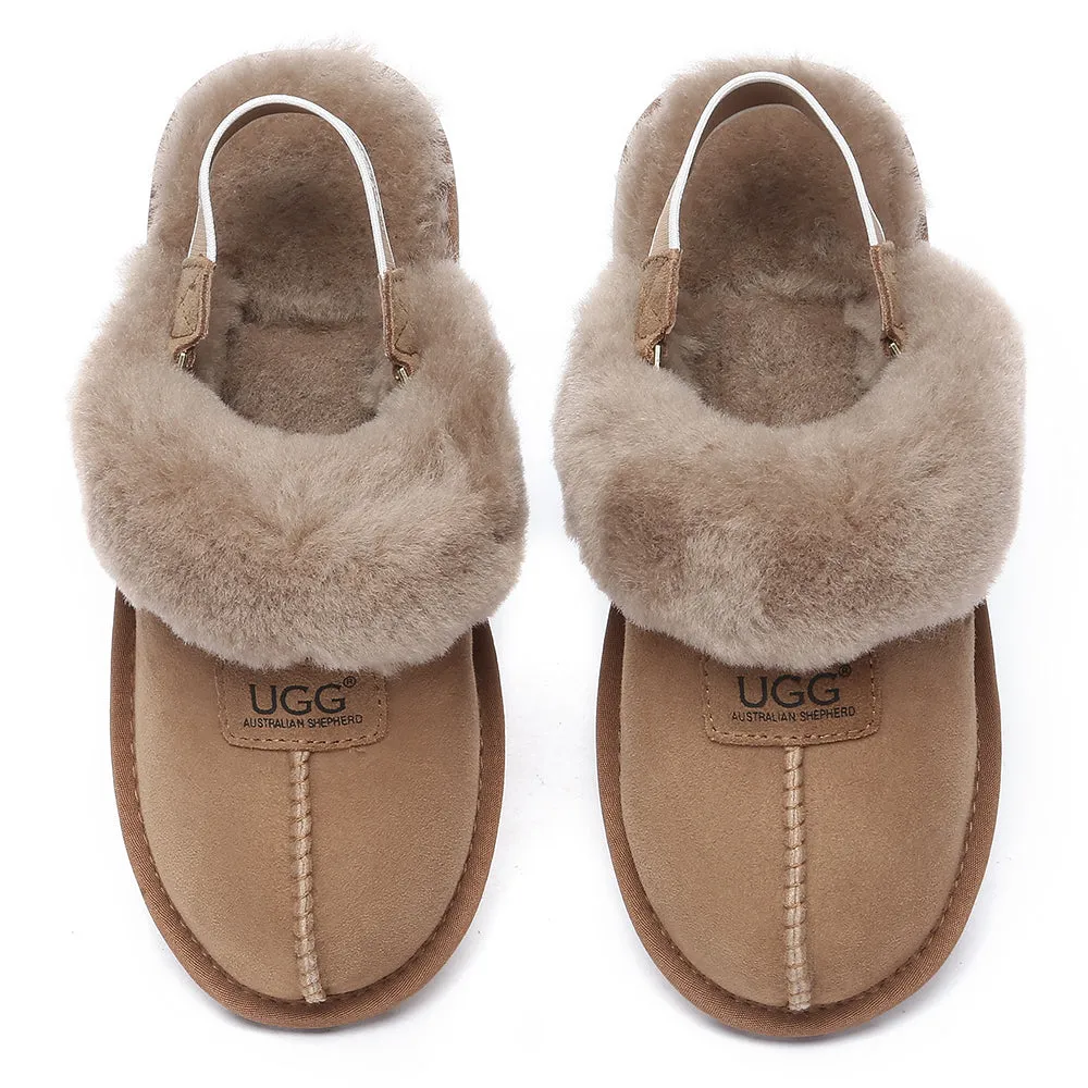 AUSTRALIAN SHEPHERD UGG Sheepskin Wool Removable Strap Slingback Slippers Suzie Ll #AS2060