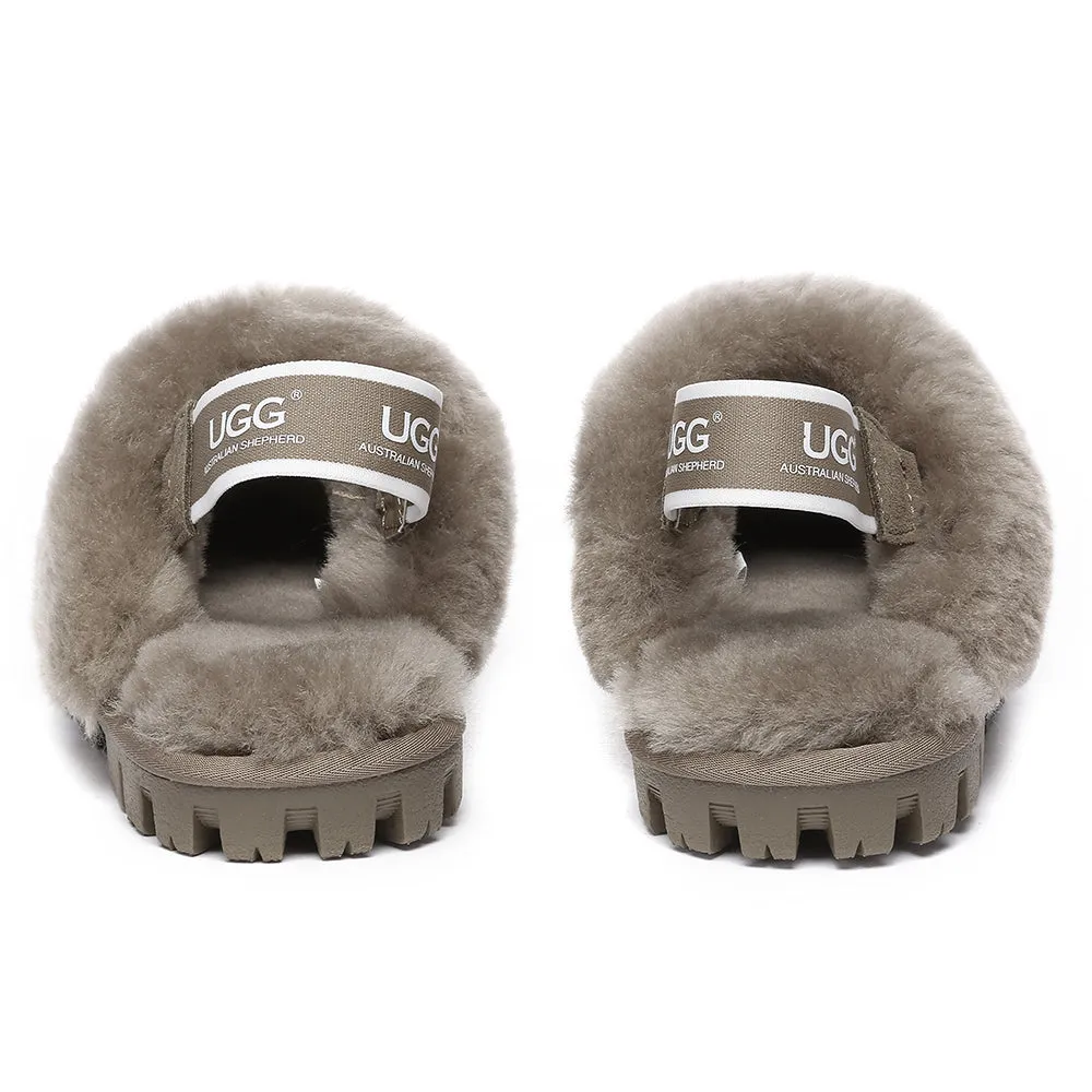 AUSTRALIAN SHEPHERD UGG Sheepskin Wool Removable Strap Slingback Slippers Suzie Ll #AS2060