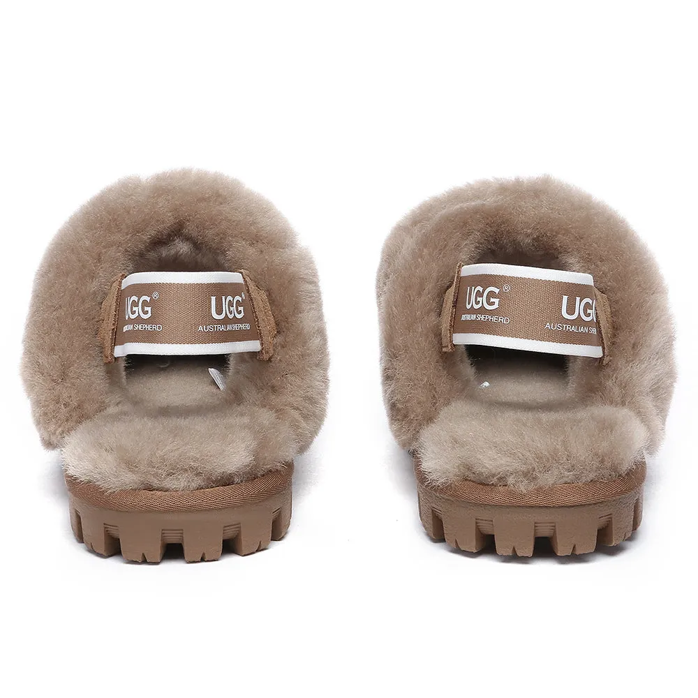 AUSTRALIAN SHEPHERD UGG Sheepskin Wool Removable Strap Slingback Slippers Suzie Ll #AS2060