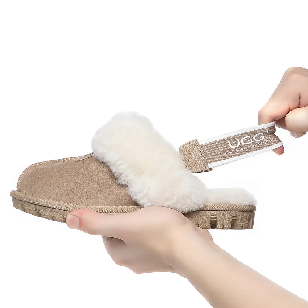 AUSTRALIAN SHEPHERD UGG Sheepskin Wool Removable Strap Slingback Slippers Suzie Ll #AS2060