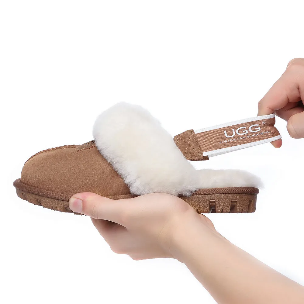 AUSTRALIAN SHEPHERD UGG Sheepskin Wool Removable Strap Slingback Slippers Suzie Ll #AS2060