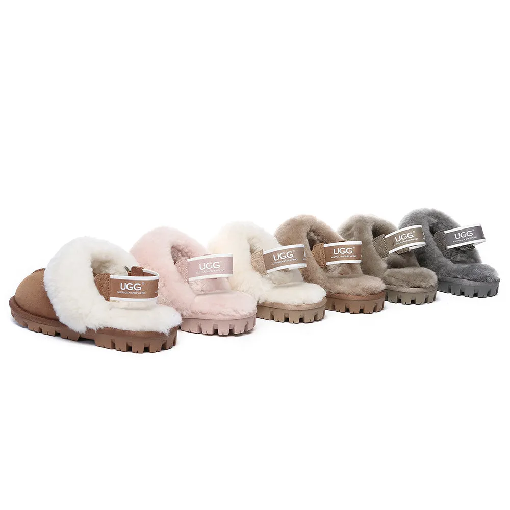 AUSTRALIAN SHEPHERD UGG Sheepskin Wool Removable Strap Slingback Slippers Suzie Ll #AS2060