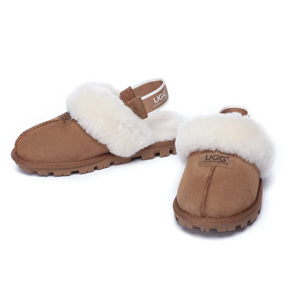 AUSTRALIAN SHEPHERD UGG Sheepskin Wool Removable Strap Slingback Slippers Suzie Ll #AS2060