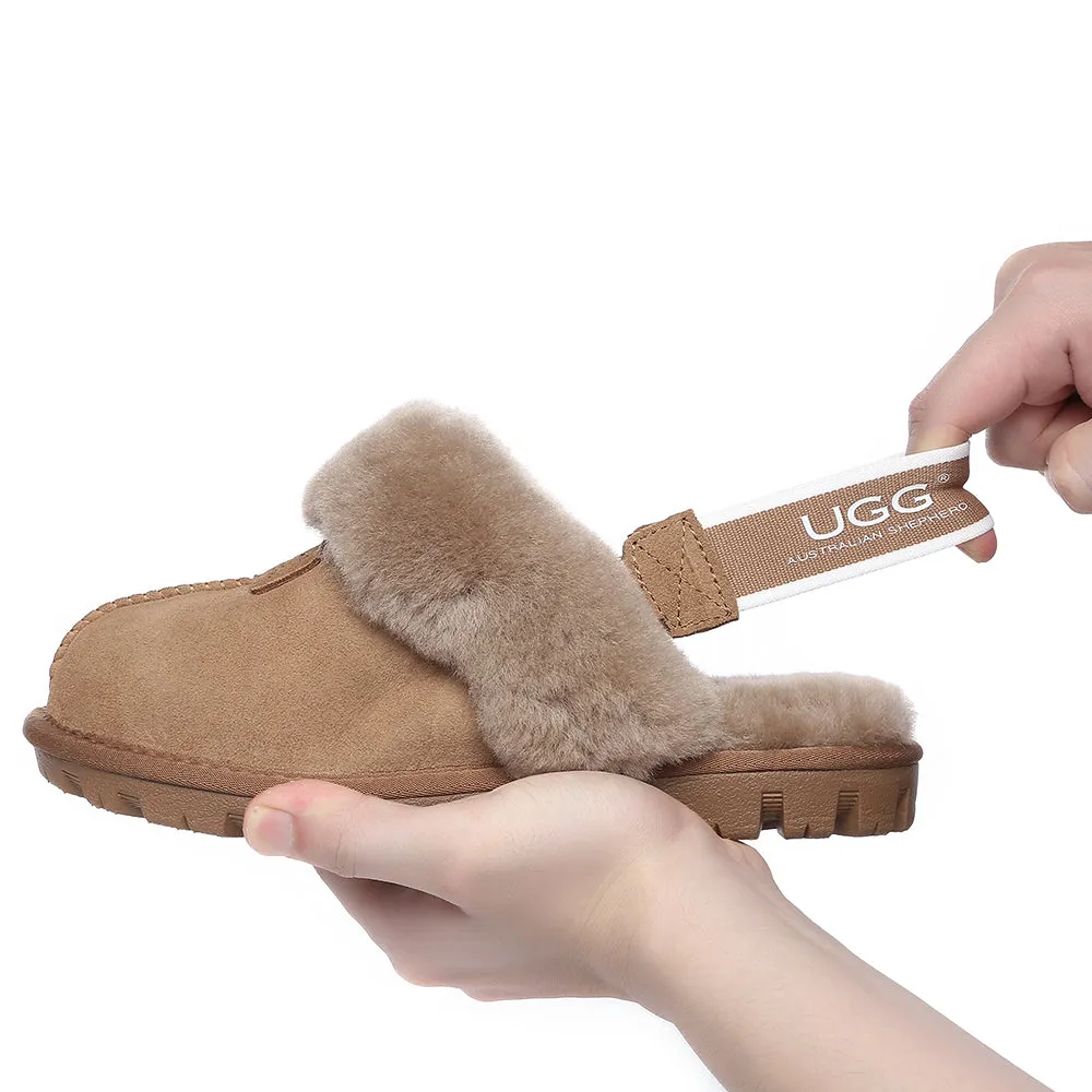 AUSTRALIAN SHEPHERD UGG Sheepskin Wool Removable Strap Slingback Slippers Suzie Ll #AS2060