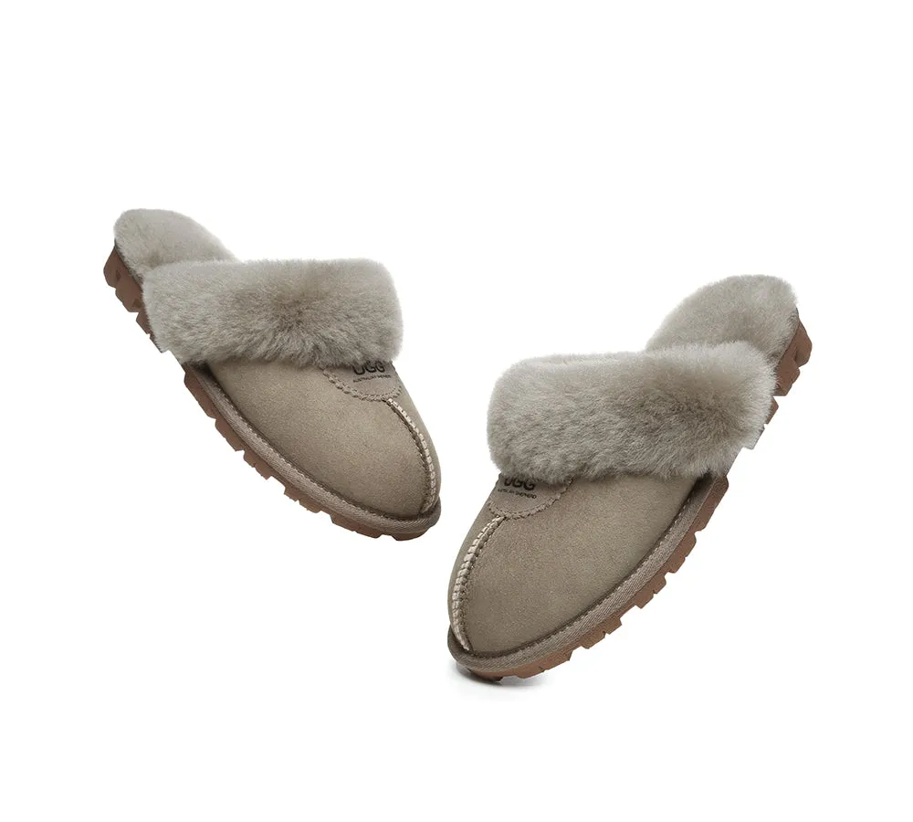 AUSTRALIAN SHEPHERD® UGG Slippers Double Face Sheepskin Wool Scuff Waffle