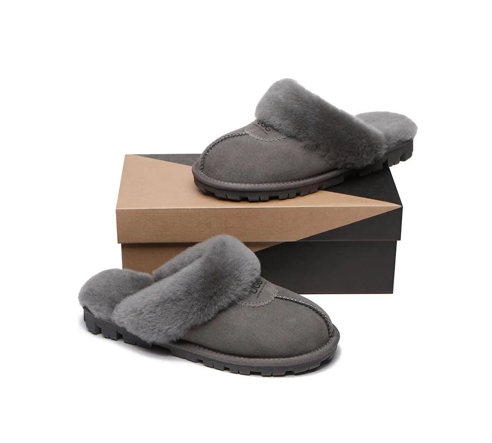 AUSTRALIAN SHEPHERD® UGG Slippers Double Face Sheepskin Wool Scuff Waffle