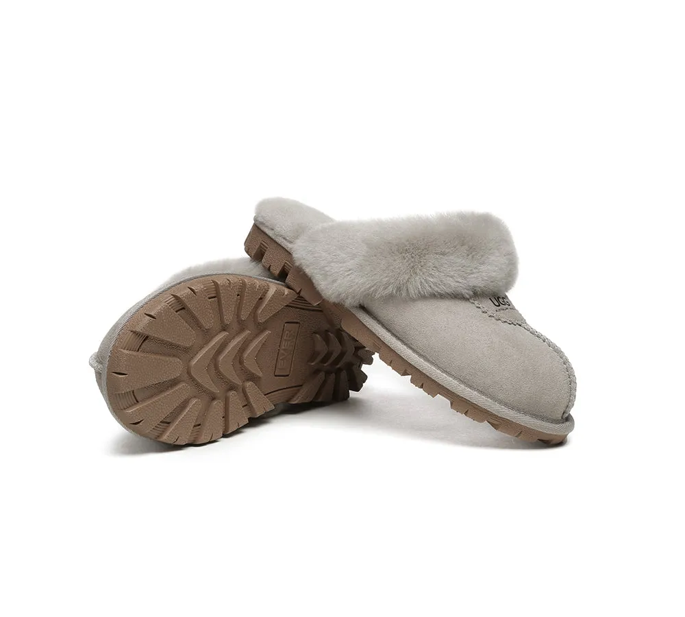 AUSTRALIAN SHEPHERD® UGG Slippers Double Face Sheepskin Wool Scuff Waffle