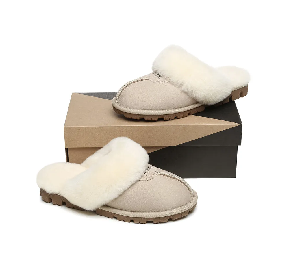 AUSTRALIAN SHEPHERD® UGG Slippers Double Face Sheepskin Wool Scuff Waffle