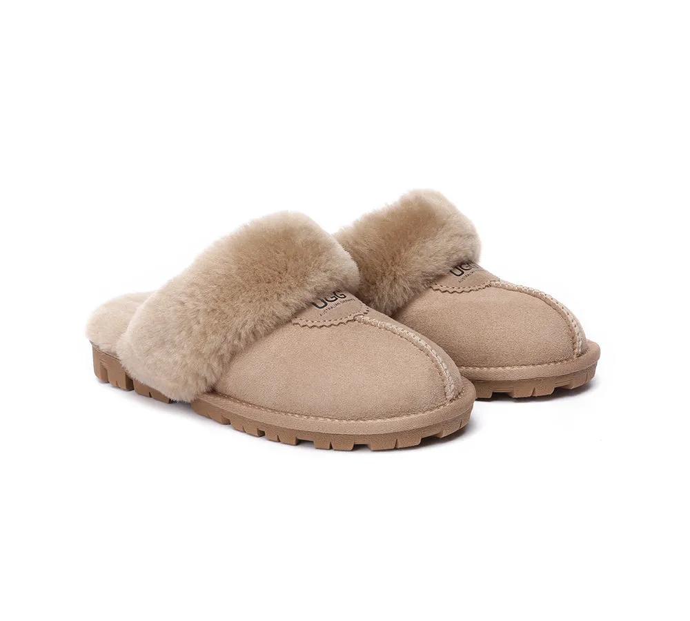 AUSTRALIAN SHEPHERD® UGG Slippers Double Face Sheepskin Wool Scuff Waffle