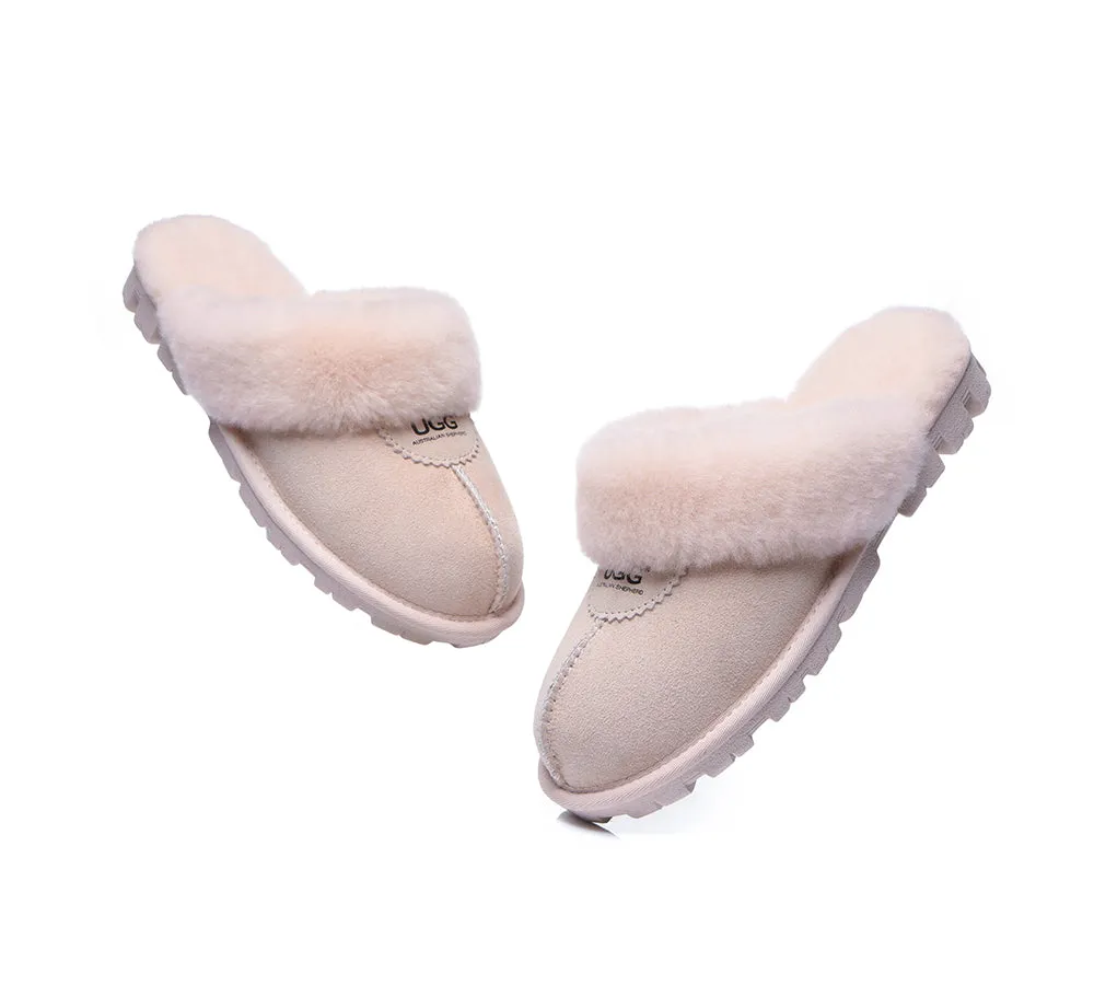 AUSTRALIAN SHEPHERD® UGG Slippers Double Face Sheepskin Wool Scuff Waffle