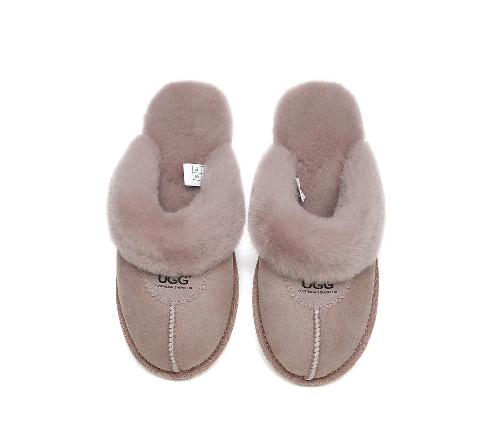 AUSTRALIAN SHEPHERD® UGG Slippers Double Face Sheepskin Wool Scuff Waffle