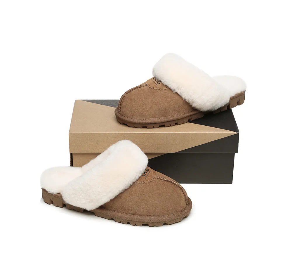 AUSTRALIAN SHEPHERD® UGG Slippers Double Face Sheepskin Wool Scuff Waffle