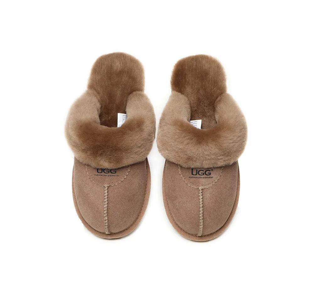 AUSTRALIAN SHEPHERD® UGG Slippers Double Face Sheepskin Wool Scuff Waffle