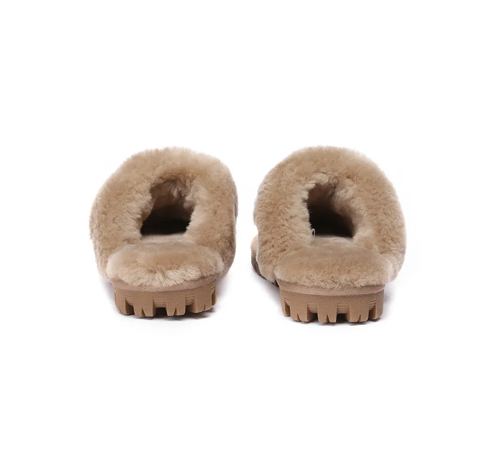 AUSTRALIAN SHEPHERD® UGG Slippers Double Face Sheepskin Wool Scuff Waffle