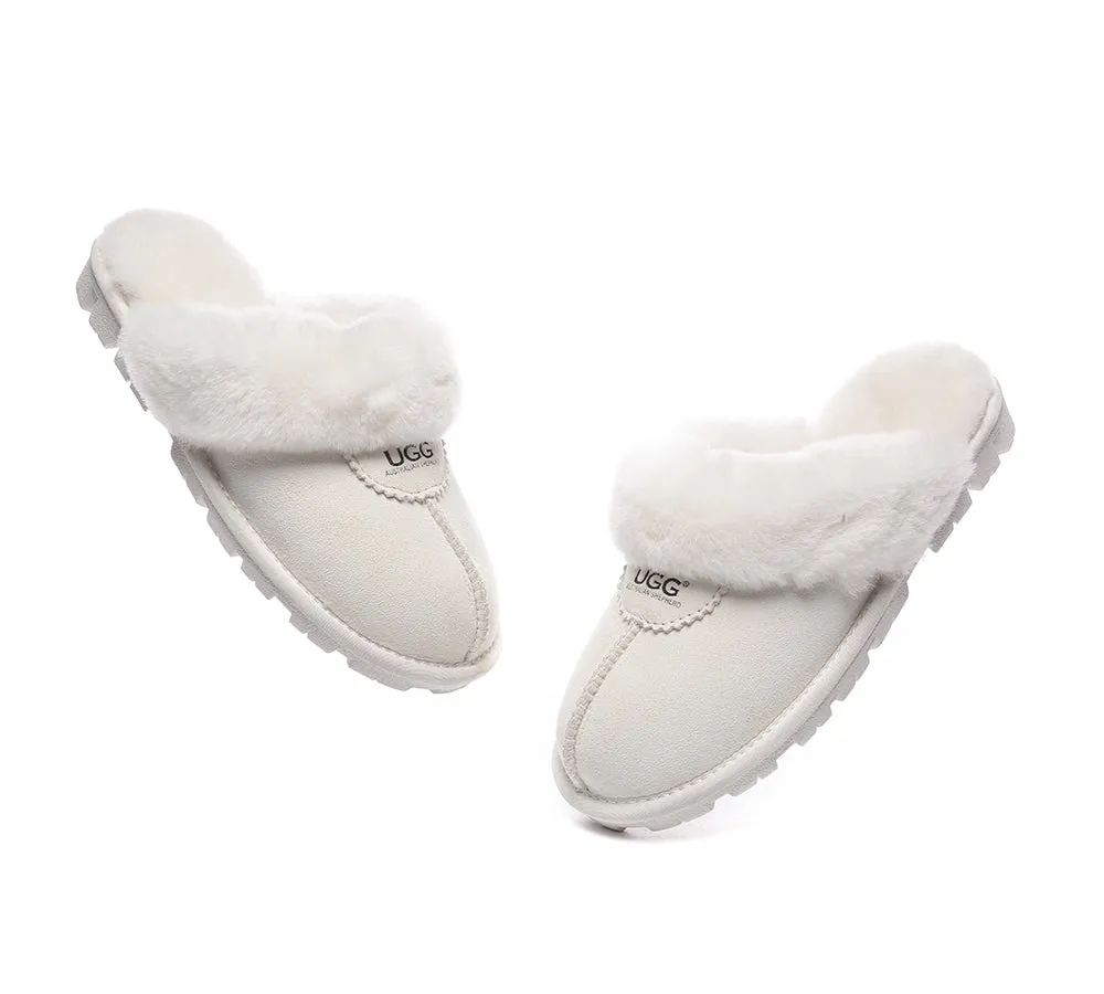 AUSTRALIAN SHEPHERD® UGG Slippers Double Face Sheepskin Wool Scuff Waffle