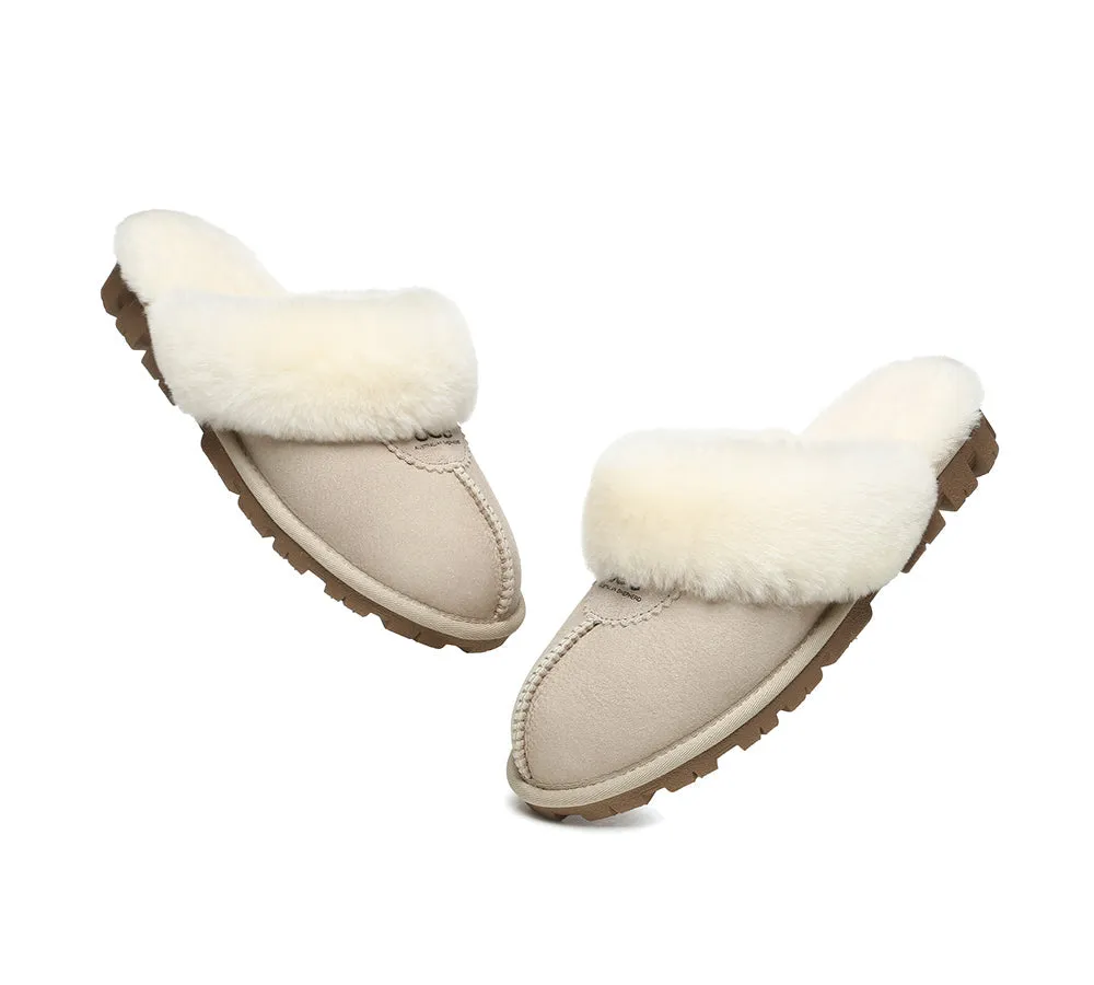 AUSTRALIAN SHEPHERD® UGG Slippers Double Face Sheepskin Wool Scuff Waffle