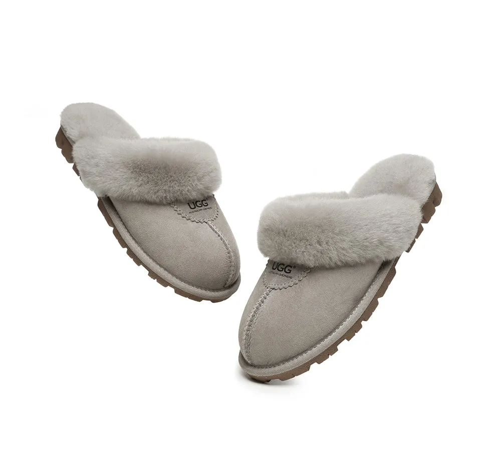 AUSTRALIAN SHEPHERD® UGG Slippers Double Face Sheepskin Wool Scuff Waffle