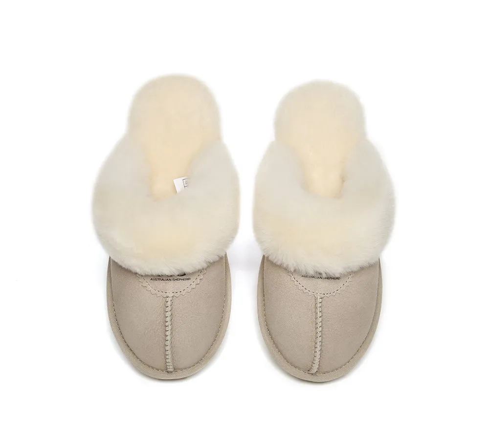 AUSTRALIAN SHEPHERD® UGG Slippers Double Face Sheepskin Wool Scuff Waffle