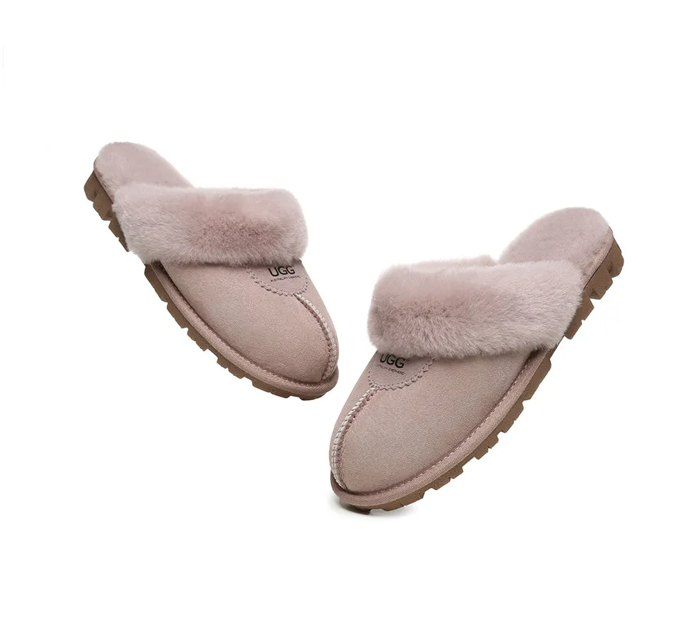 AUSTRALIAN SHEPHERD® UGG Slippers Double Face Sheepskin Wool Scuff Waffle