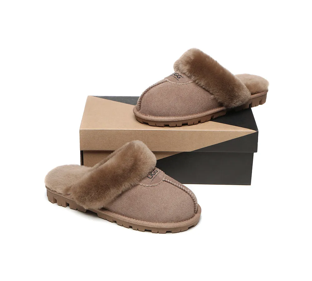 AUSTRALIAN SHEPHERD® UGG Slippers Double Face Sheepskin Wool Scuff Waffle