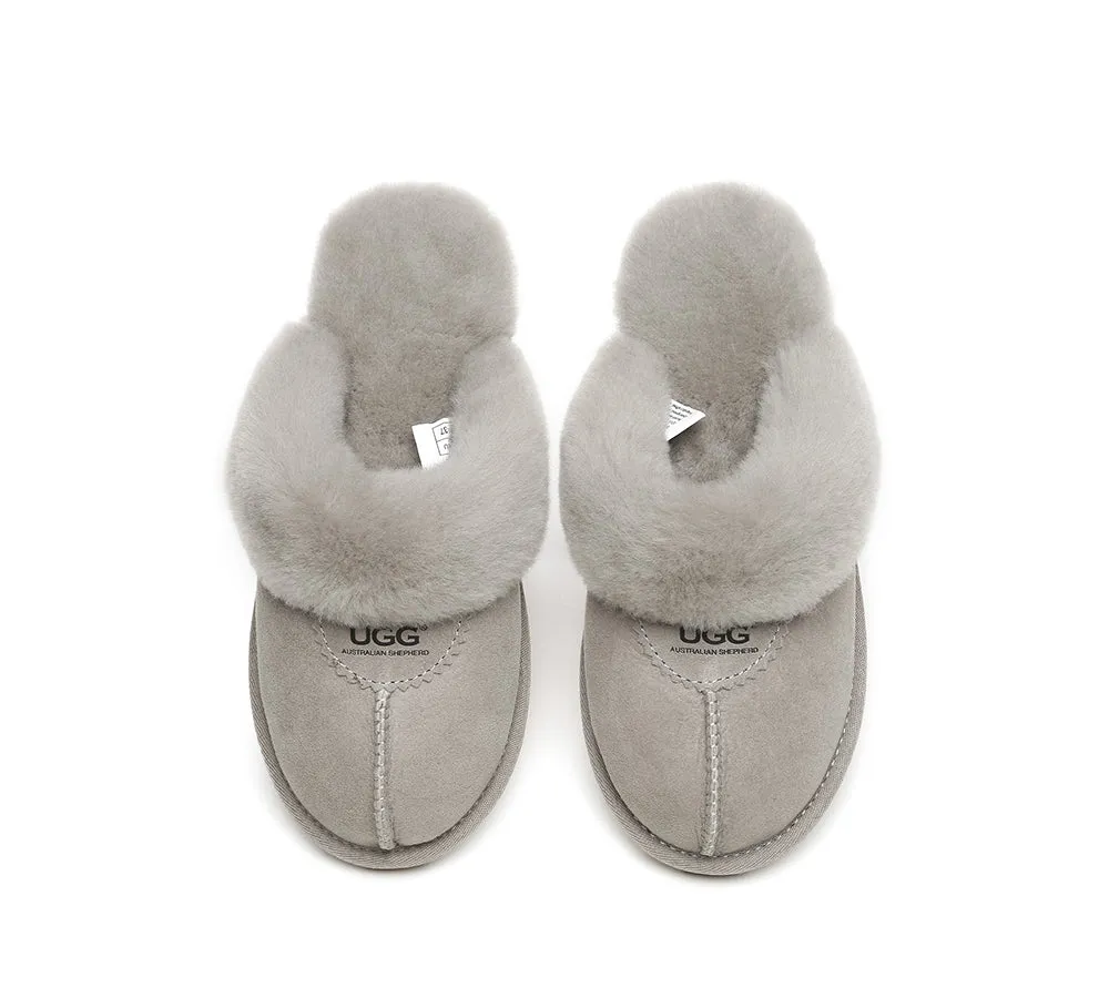 AUSTRALIAN SHEPHERD® UGG Slippers Double Face Sheepskin Wool Scuff Waffle