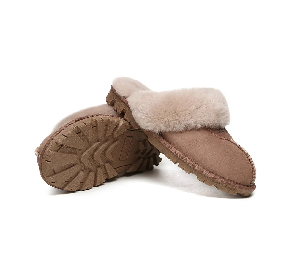 AUSTRALIAN SHEPHERD® UGG Slippers Double Face Sheepskin Wool Scuff Waffle