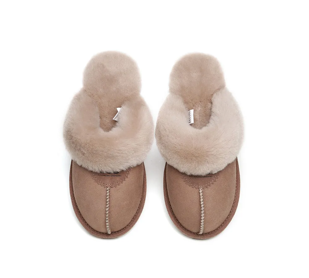 AUSTRALIAN SHEPHERD® UGG Slippers Double Face Sheepskin Wool Scuff Waffle