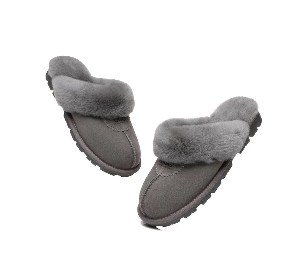 AUSTRALIAN SHEPHERD® UGG Slippers Double Face Sheepskin Wool Scuff Waffle