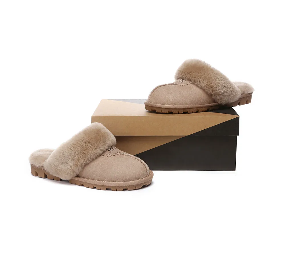 AUSTRALIAN SHEPHERD® UGG Slippers Double Face Sheepskin Wool Scuff Waffle