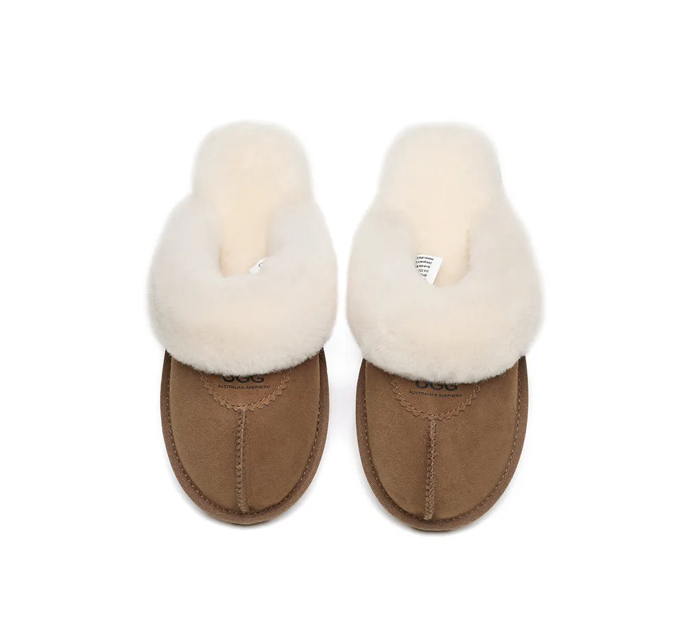 AUSTRALIAN SHEPHERD® UGG Slippers Double Face Sheepskin Wool Scuff Waffle